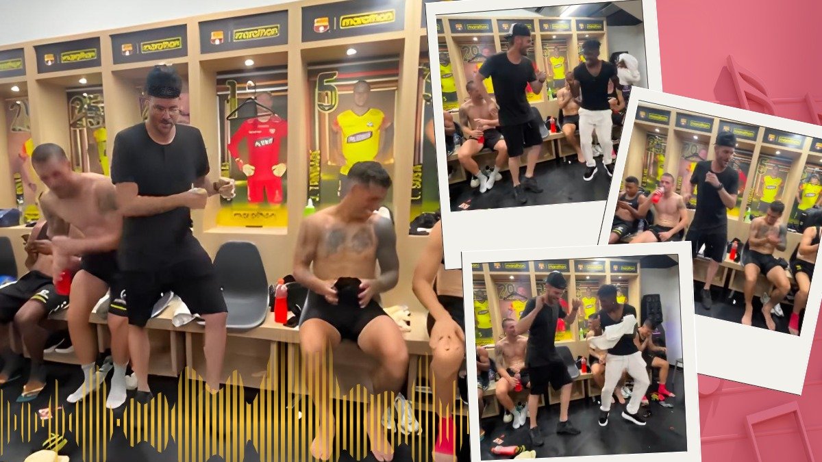 Javier Burrai y su baile de salsa choke en el camerino junto a Adonis Preciado.Captura de vídeo