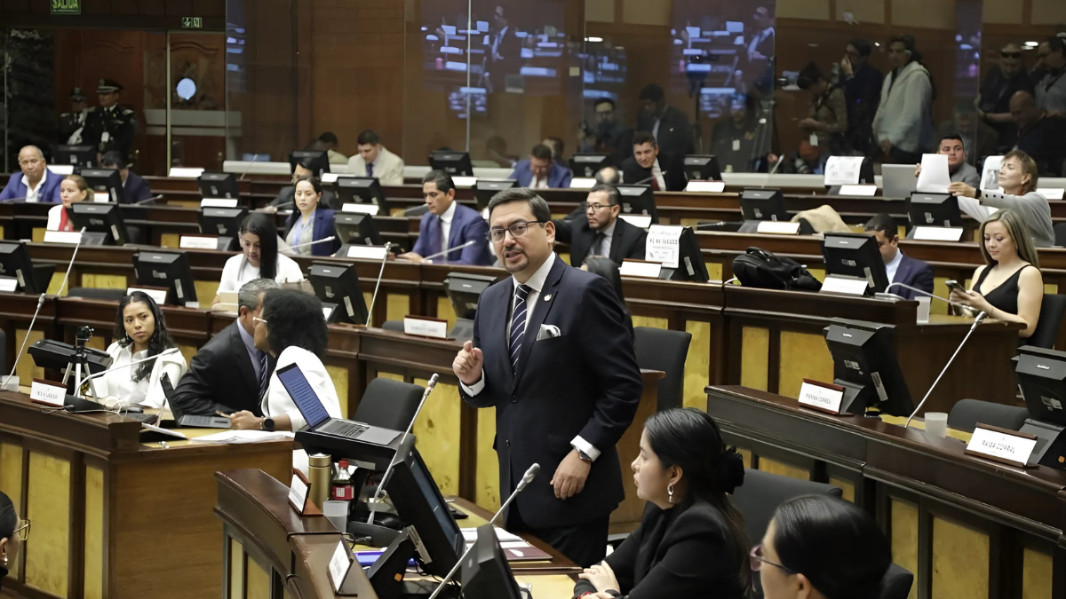 Leonardo Berrezueta sustenta su punto en el juicio político a Mónica Palencia.
