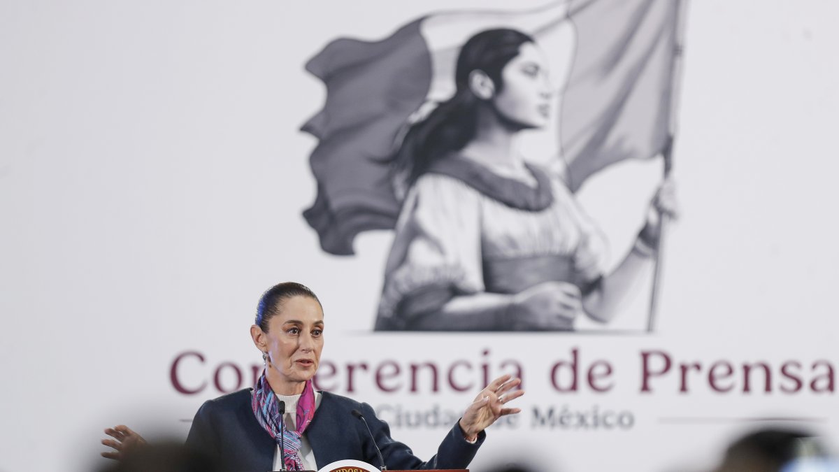 La presidente de México, Claudia Sheinbaum, durante su conferencia de prensa diaria.