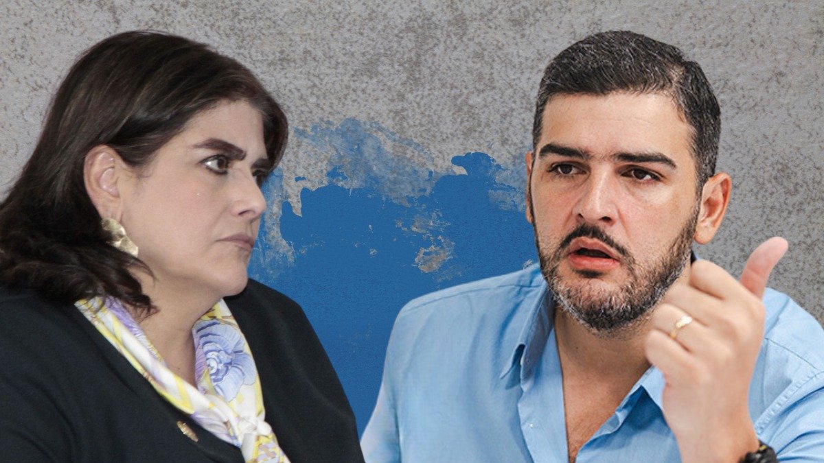 La ministra del Interior, Mónica Palencia, y el alcalde de Guayaquil, Aquiles Álvarez.