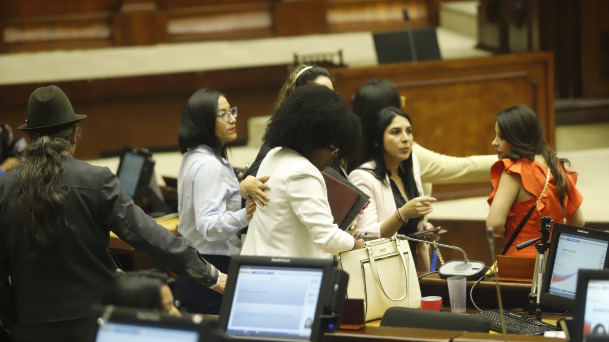 Paola Cabezas, asambleísta del correísmo, al final de la sesión del Pleno