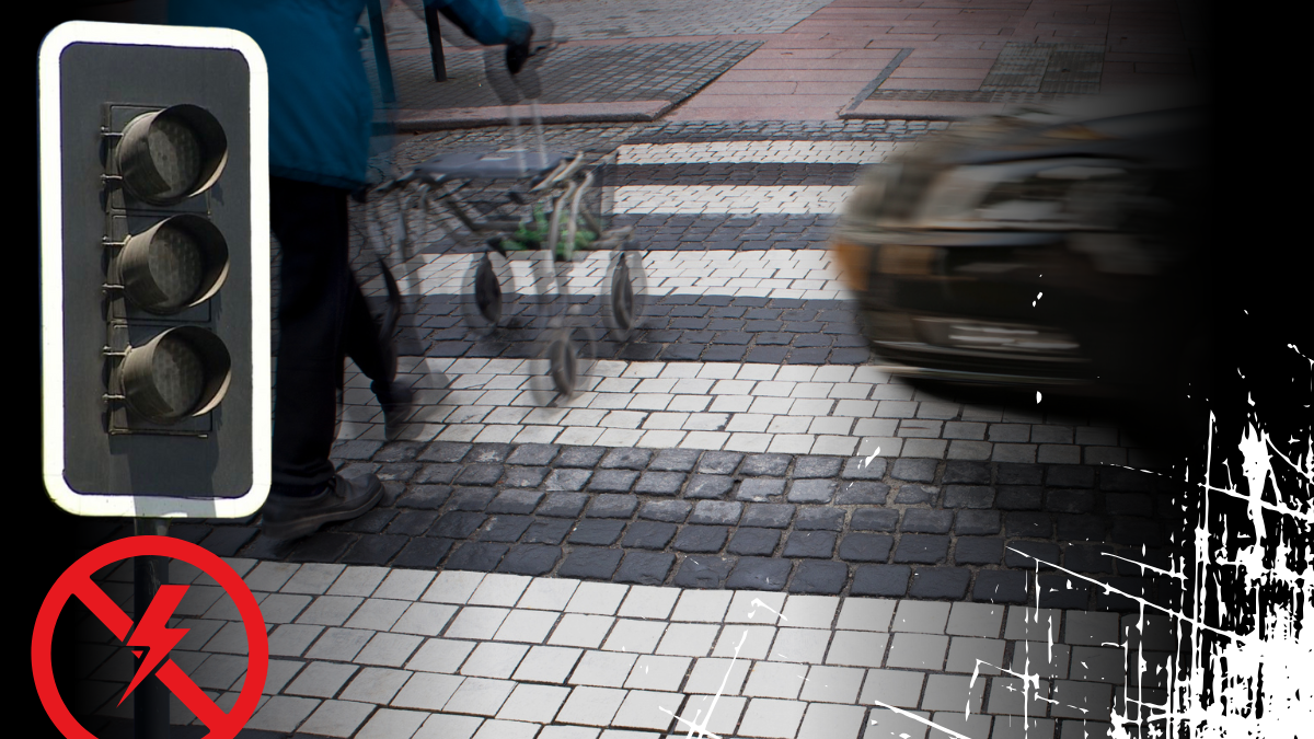 ilustración. Cruzar la calle se vuelve deporte extremo en la era de los apagones.
