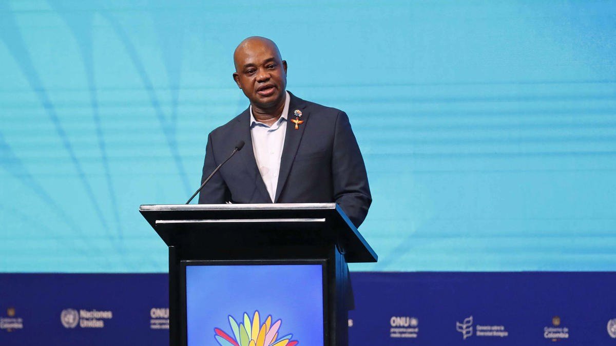 El canciller de Colombia, Luis Gilberto Murillo, pronuncia un discurso en el segmento de alto nivel de la Conferencia de la ONU sobre Biodiversidad Biológica (COP16).