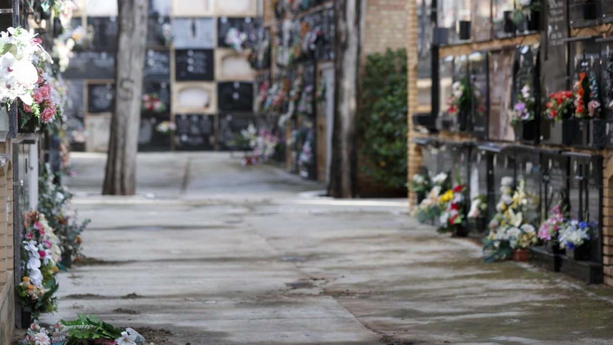 Estado del cementerio en Paiporta, Valencia, este martes, tras el paso de la dana.