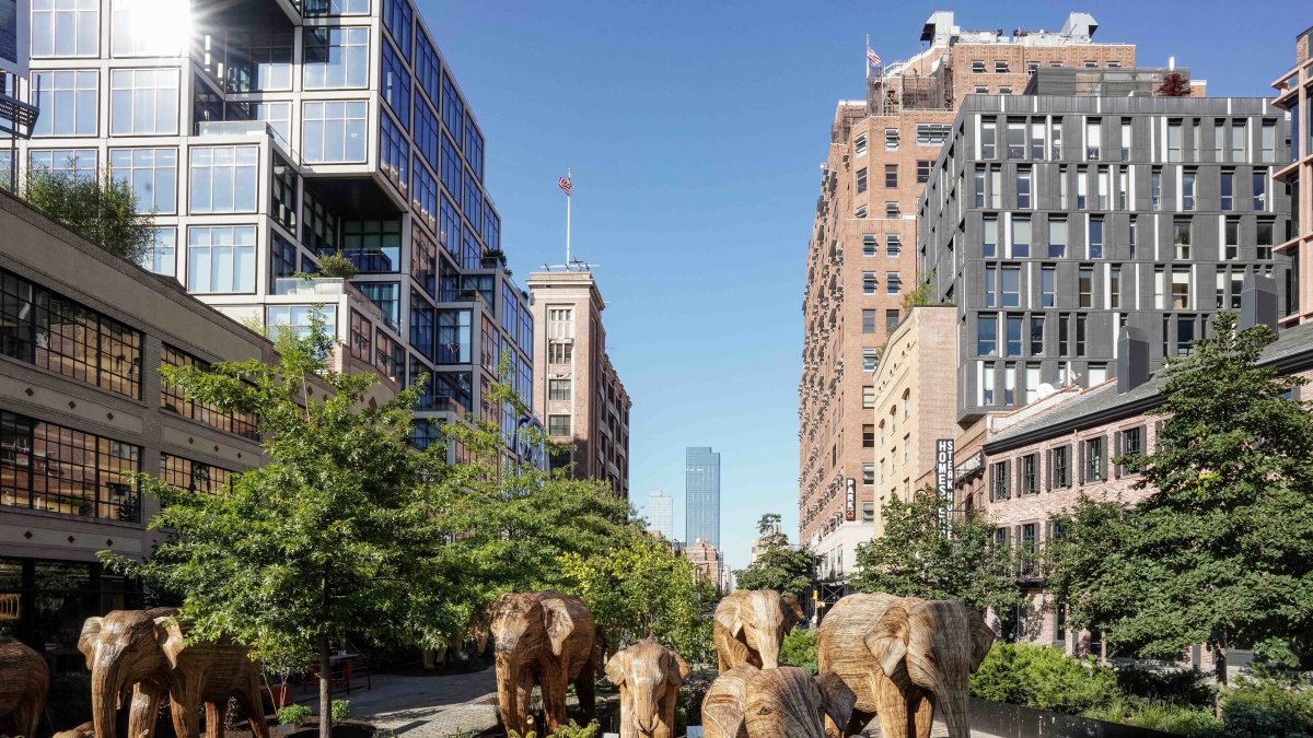 Fotografía cedida por Mark Warne, muestra la instalación de elefantes indios de la exposición 'The Great Elephant Migration'./
