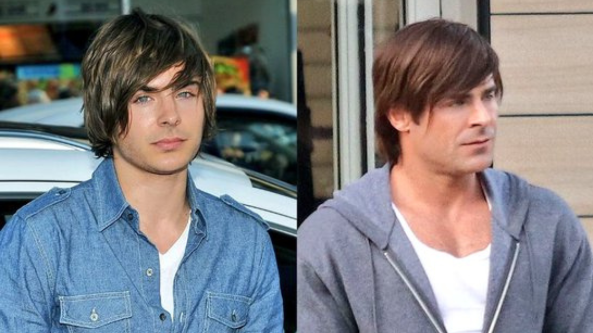 Zac Efron luce un flequillo, tal como su recordado personaje Troy Bolton.