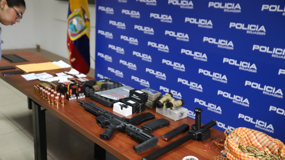 Lo decomisado fue presentado por la Policía, en Durán.