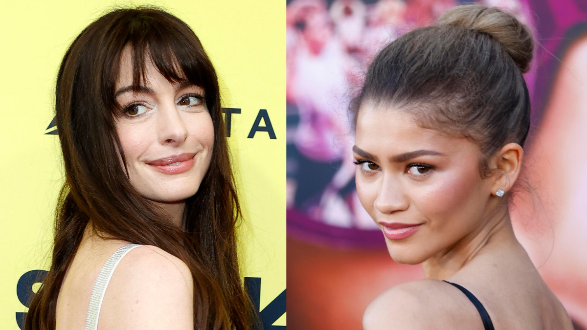 Combo de fotografías de archivo de las actrices Anne Hathaway (i) y Zendaya.