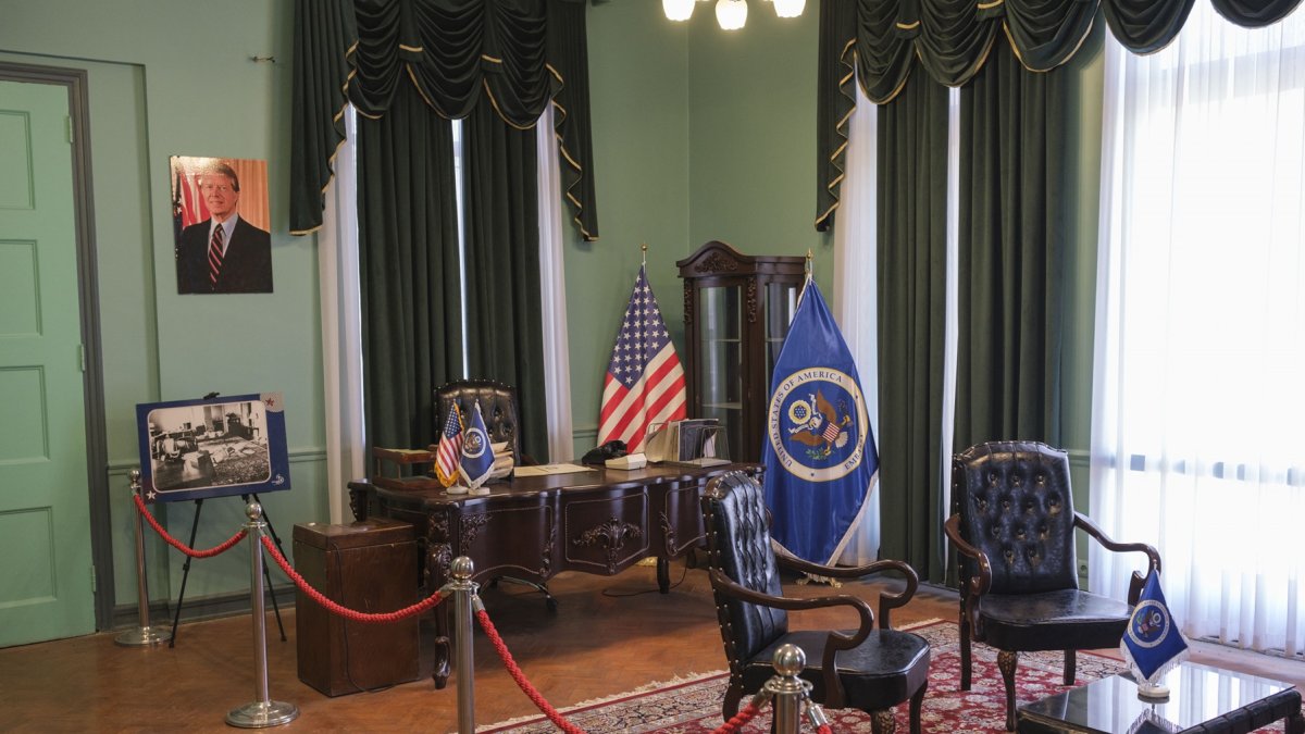 El despacho del embajador en la antigua embajada de Estados Unidos en Teherán, convertida hoy en un museo contra la superpotencia.