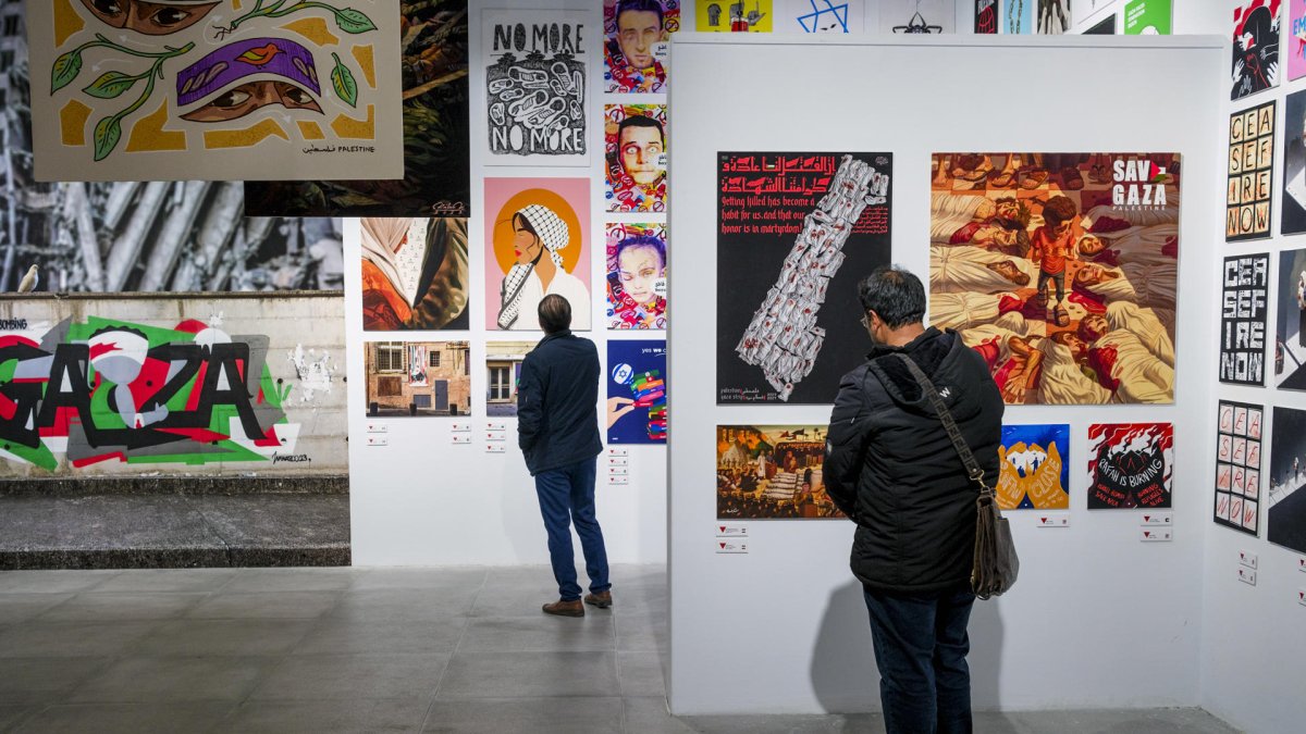 Una exposición internacional de ilustraciones recrea el horror de la guerra en Palestina, las esperanzas por la paz.