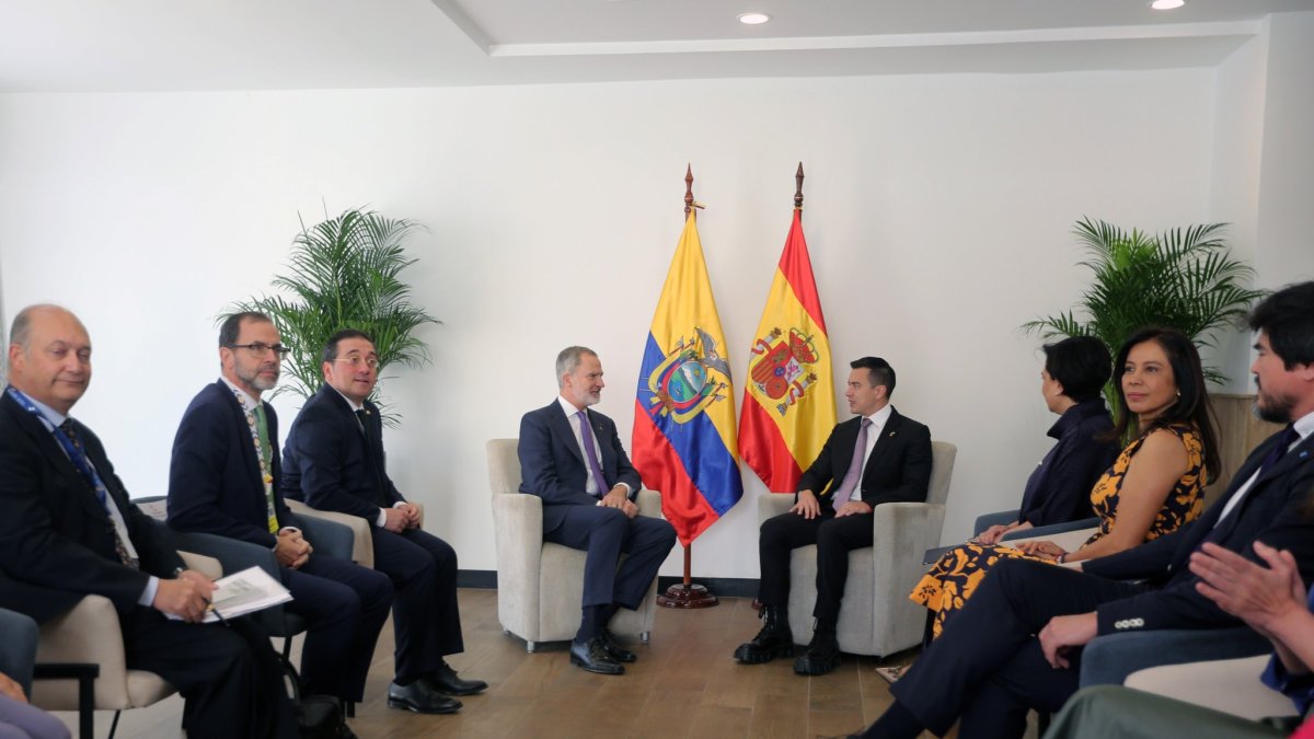 El presidente Daniel Noboa y el rey de España Felipe VI firmaron un acuerdo de cooperación bilateral para programas sociales.