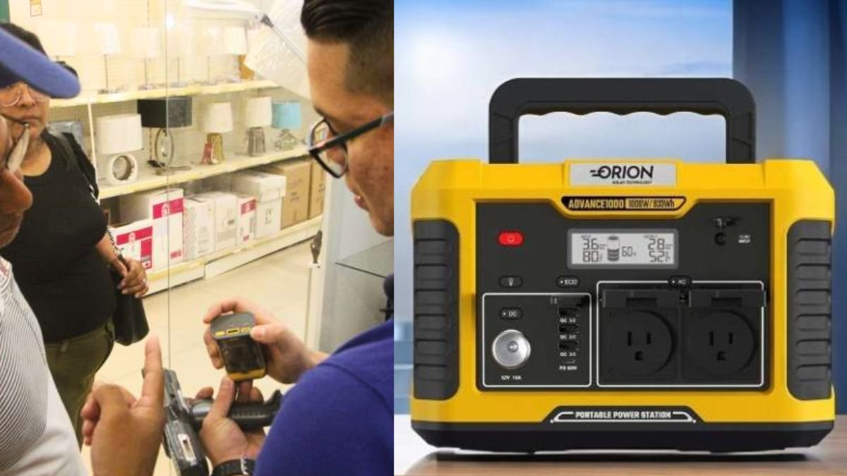 Comercio. Un asesor de venta muestra un power bank de 22.5 W.