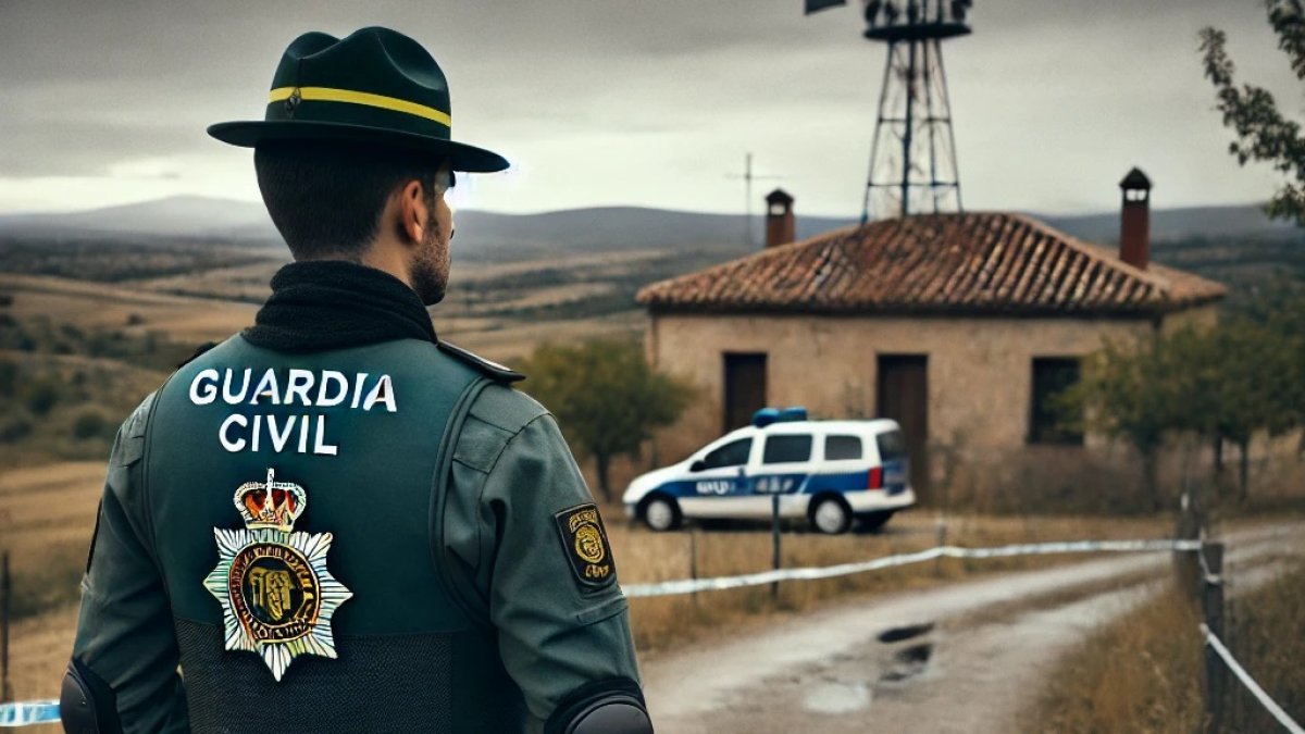 La imagen es una recreación de la labor de la Guardia Civil de España en una zona rural.