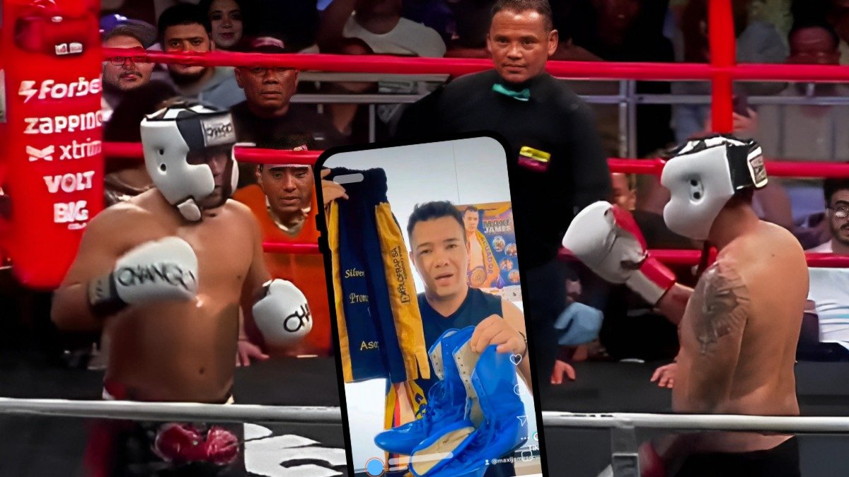 Jaime Kaviedes uso pantaloneta y botas del boxeador Maxi James.