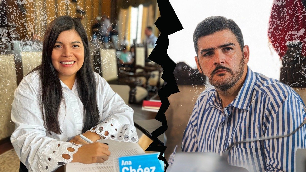 La edil Chóez (izquierda) y el alcalde Aquiles Álvarez (derecha).