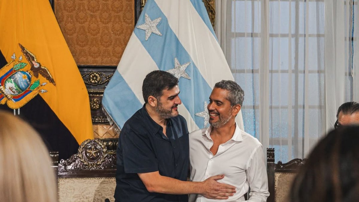 Raúl Chávez (d), exconcejal de Guayaquil, y Aquiles Álvarez, alcalde. 