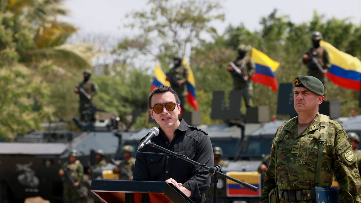Daniel Noboa en el Fuerte Militar Chacras, ubicado en Machala, en la provincia de El Oro.