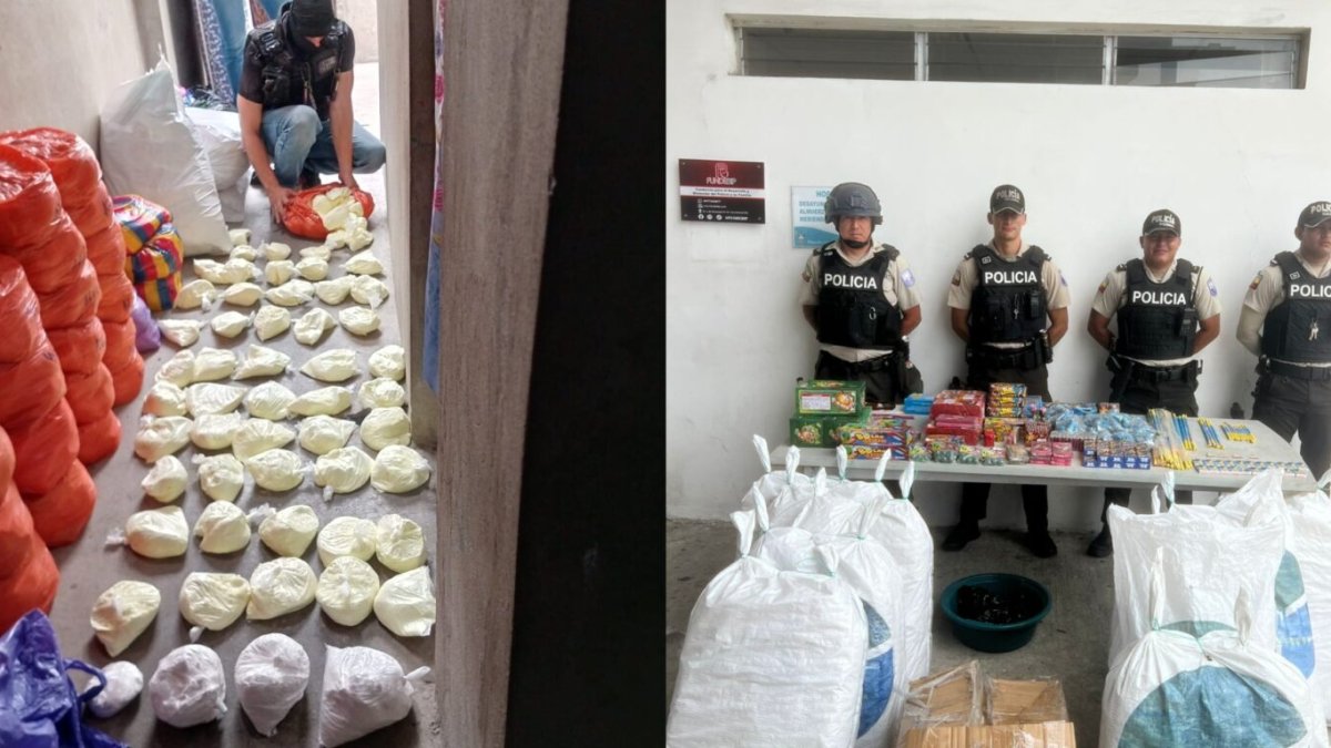 Agentes policiales decomisaron material explosivo en Guayaquil.