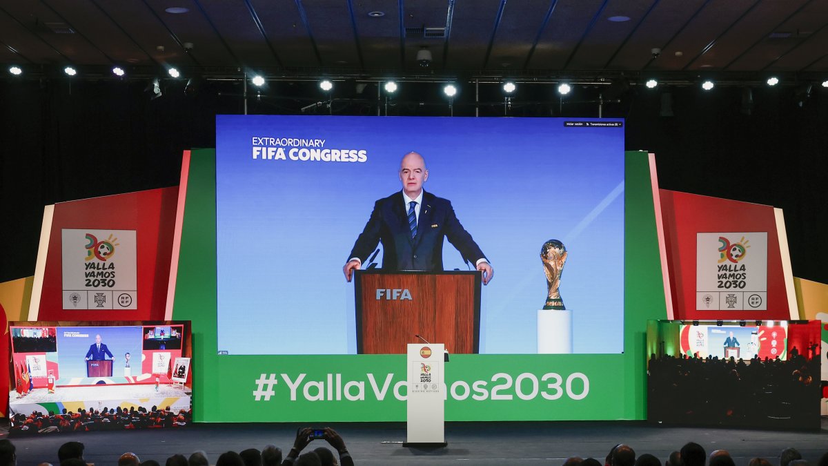 El presidente de FIFA Gianni Infantino en el Congreso de FIFA realizado en diciembre