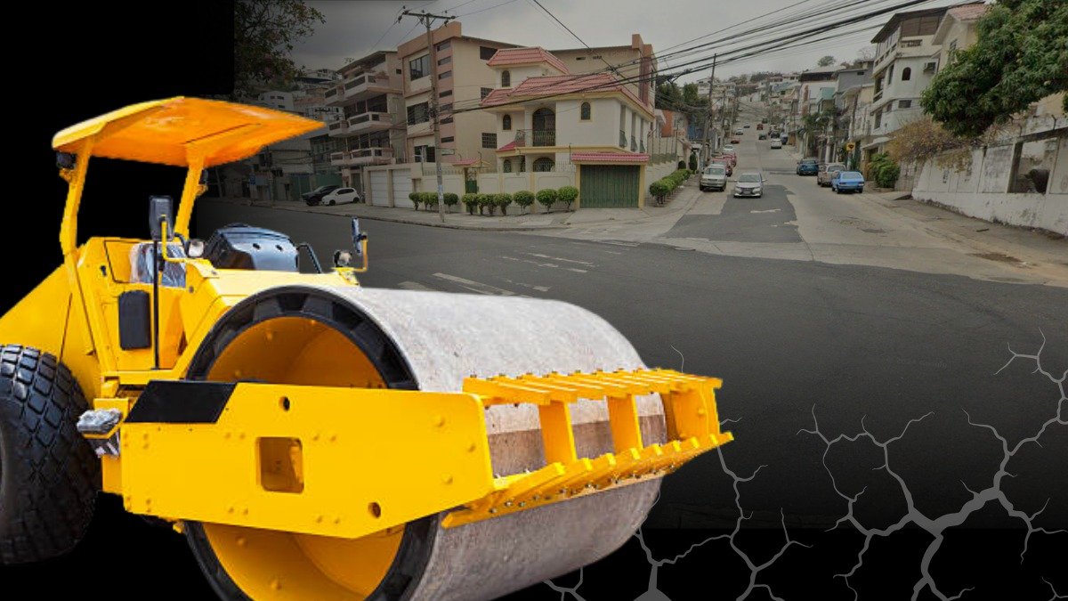 La aplanadora impactó contra dos vehículos que se encontraban en esta ciudadela