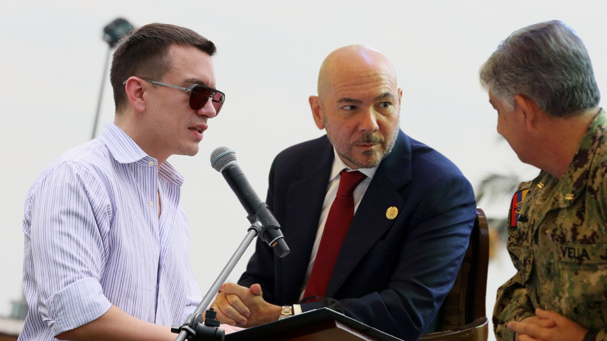 Daniel Noboa, Gian Carlo Loffredo y Jaime Vela en fotos de archivo.