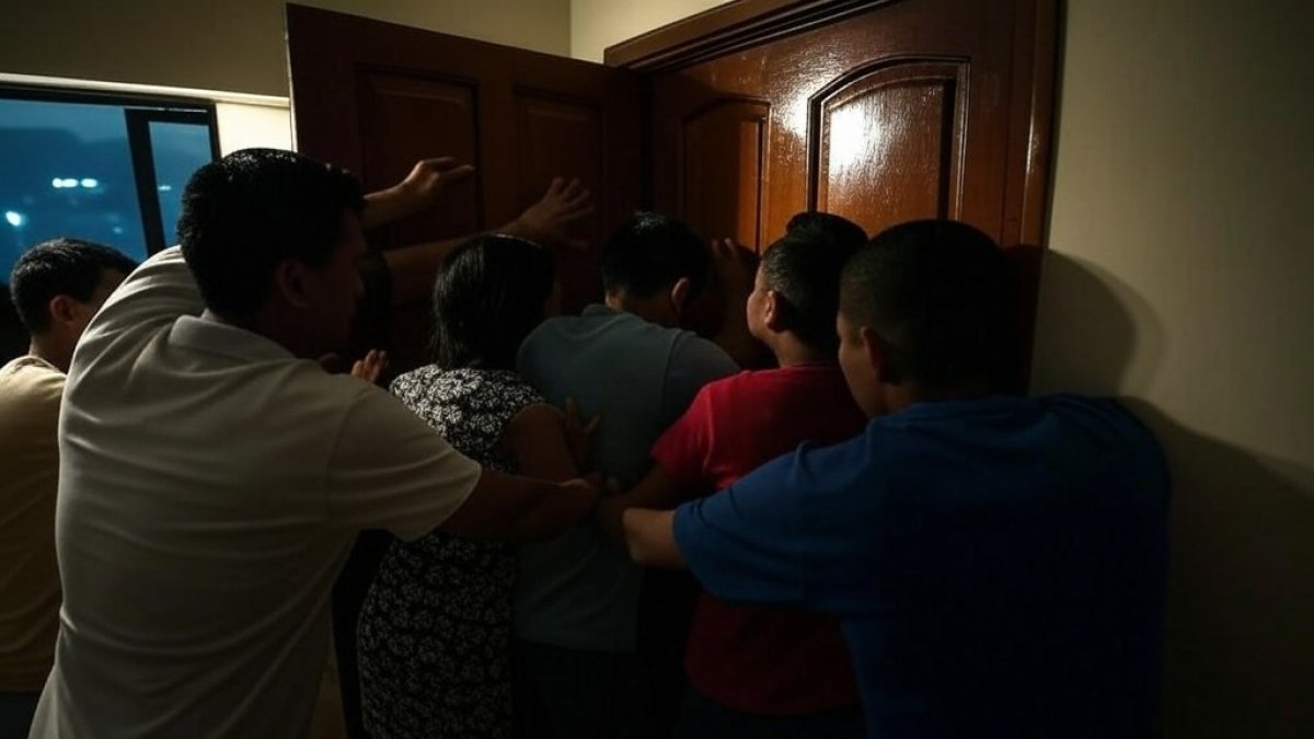 REFERENCIAL. La familia hizo contrapeso detrás de la puerta.