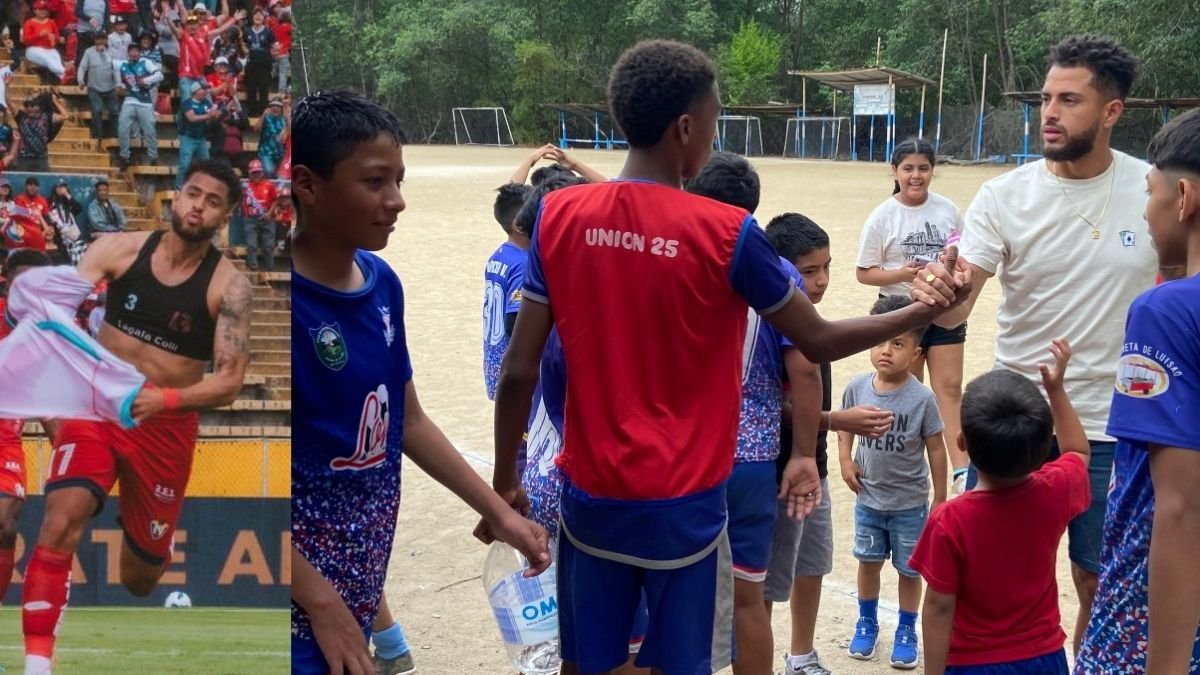 Charles Vélez visitó a los chicos de la escuela de fútbol Unión 25.