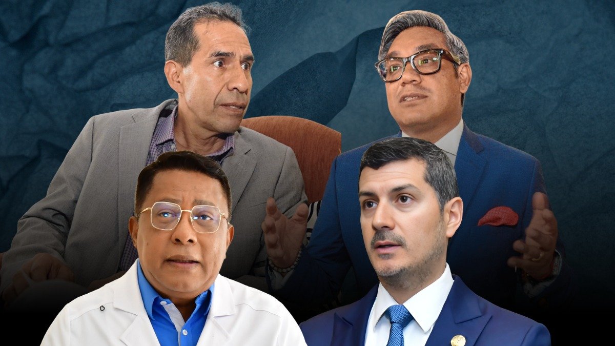 Gustavo Dávila, Paúl Ocaña, Wilson Tenorio y Miguel Ángel González, representantes de gremios de pacientes, abogados, médicos y Cámara de Comercio de Guayaquil.