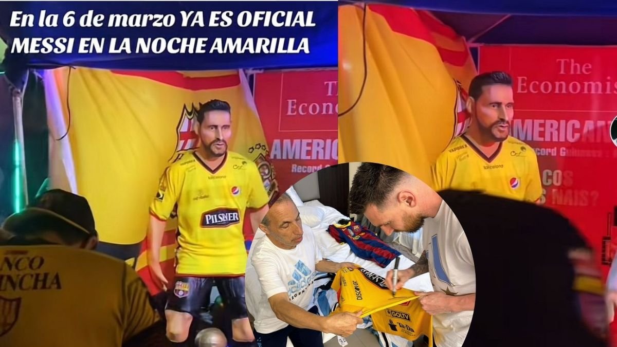 Lionel Messi como monigote vestido de amarilla, ha invadido las calles de Ecuador.