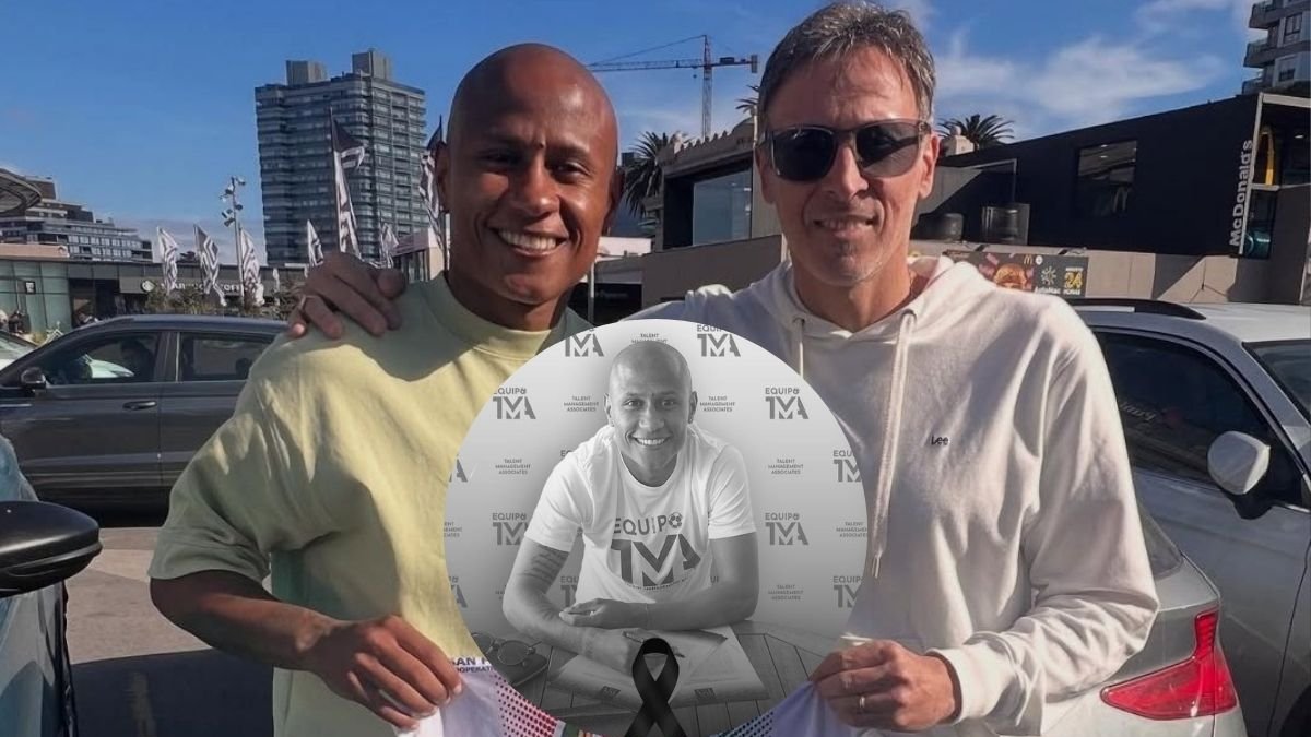 Mathías Acuña y su representante Johan Wilson.