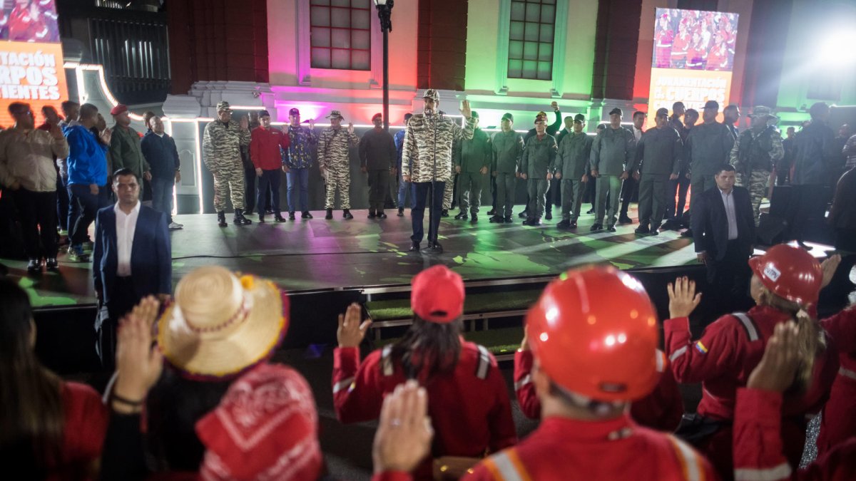 El presidente de Venezuela, Nicolás Maduro, participa durante un acto este martes en Caracas (Venezuela).
