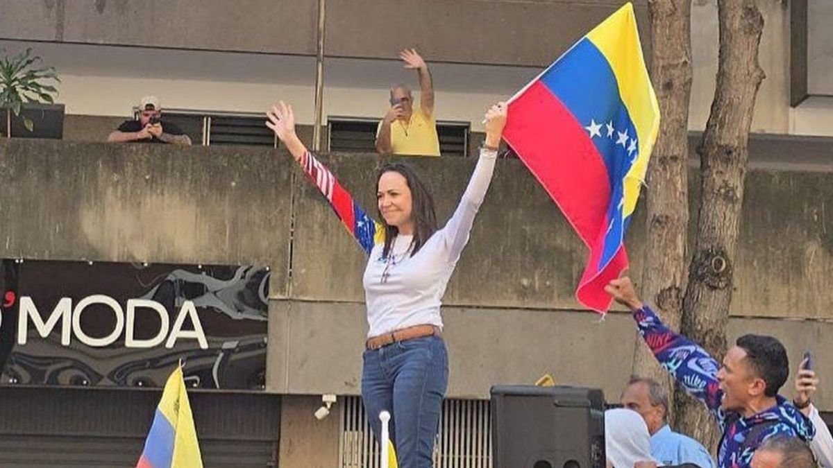 María Corina Machado durante la protesta en Caracas este jueves 9 de enero.
