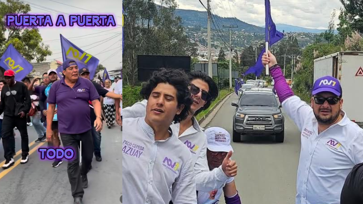 Jorge Chamba y Diego Matovelle, de izquierda a derecha, están en plena campaña electoral.