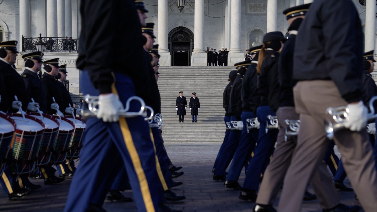 Se realiza un ensayo general en el Capitolio de los Estados Unidos antes de la toma de posesión del presidente electo Donald Trump, en Washington, DC, el 12 de enero de 2025.