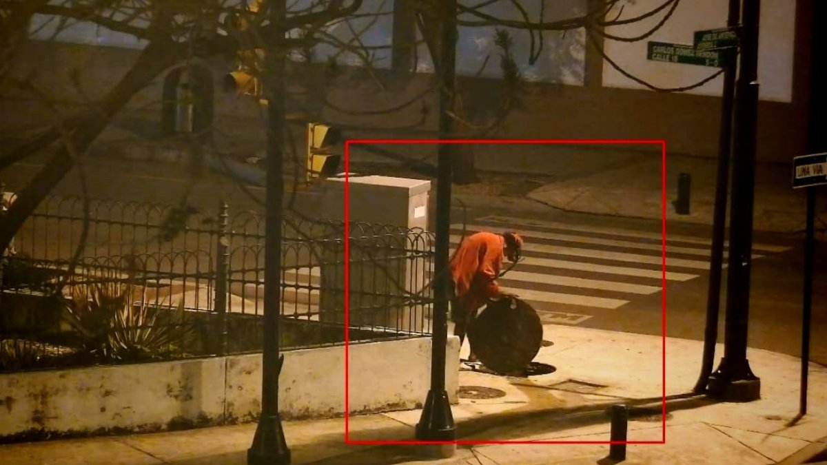 Cámaras de seguridad captaron el momento que se llevaron los cables