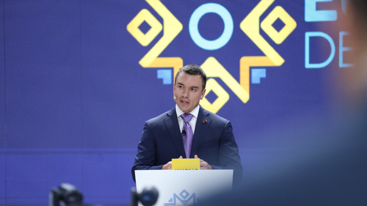 Debate. Daniel Noboa durante la cita.