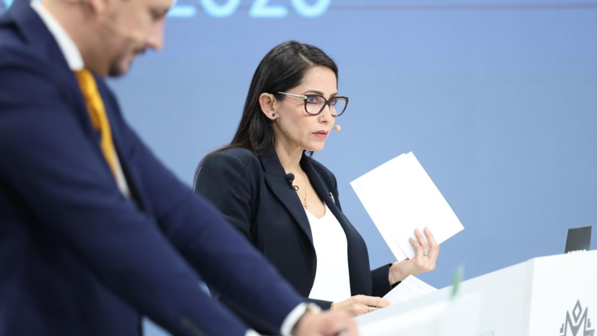 Luisa González fue interpelada por Iván Saquicela, en el debate presidencial.