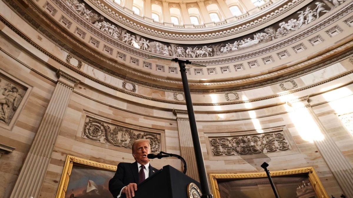Donald Trump durante su discurso de posesión presidencial.
