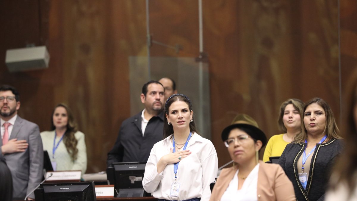 La asambleísta Ana Galarza en sesión del Pleno de la Asamblea Nacional.