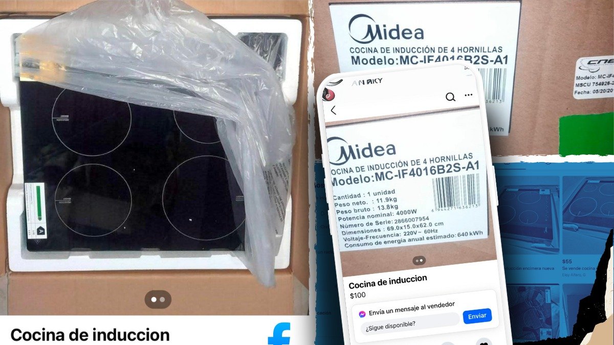 Cocinas de inducción que se ofertan en Marketplace tienen la misma serie que las entregadas gratuitamente por el gobierno de Daniel Noboa.