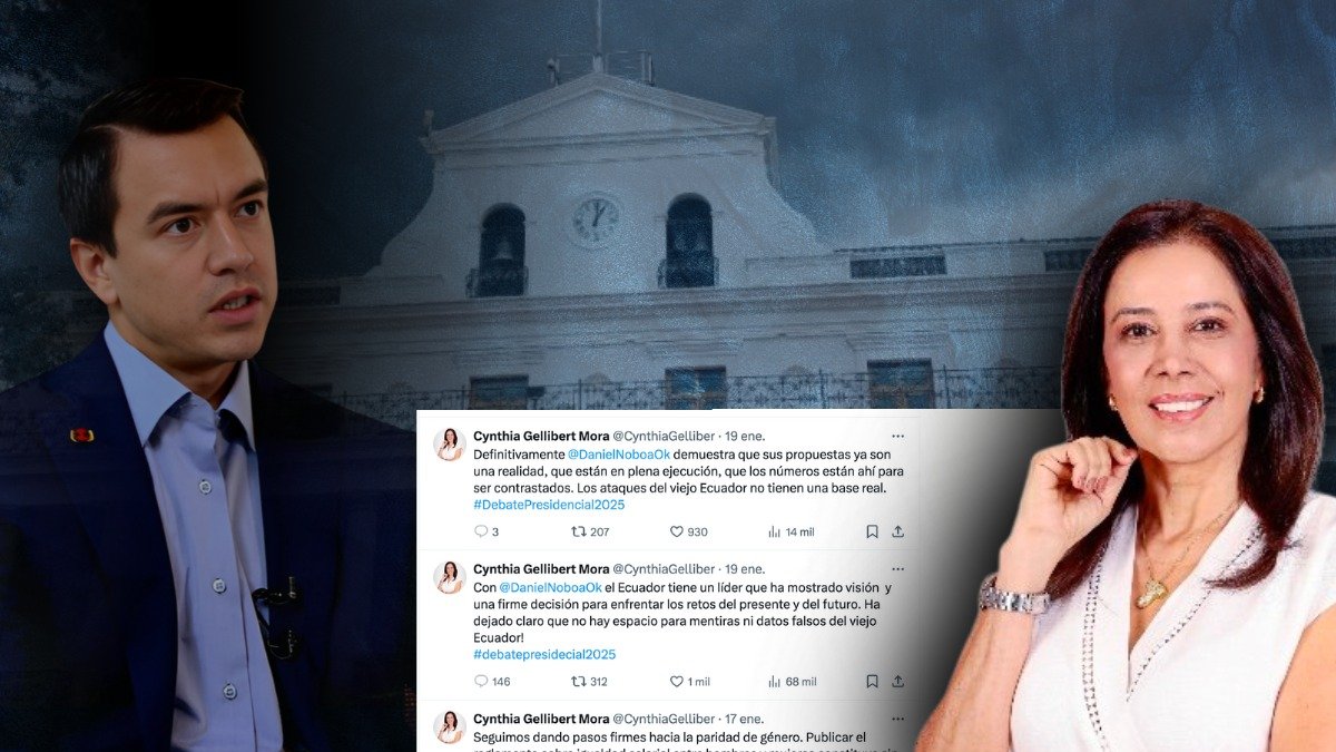 Daniel Noboa ha encargado durante este mes de enero en cuatro ocasiones a Cynthia Gellibert como su reemplazo temporal en la Presidencia de la República.