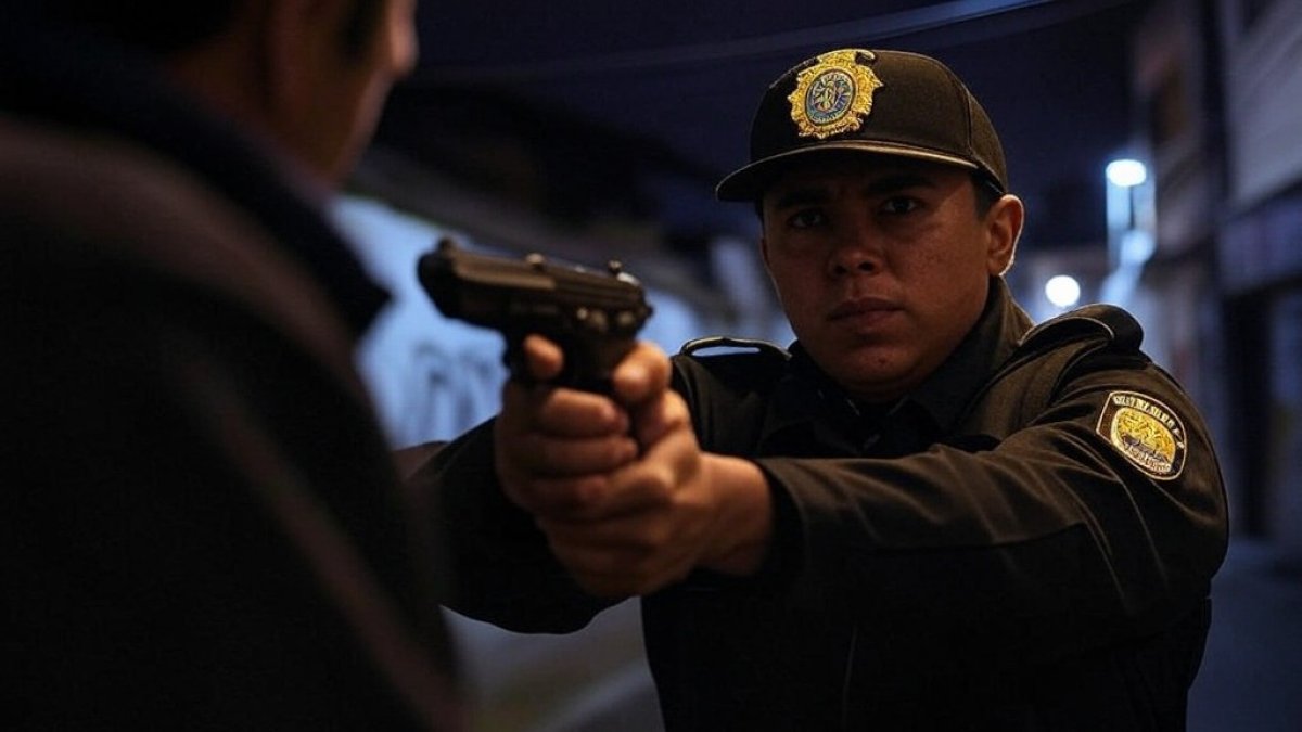 ILUSTRACIÓN DE IA. El policía abatió a un delincuente en defensa propia