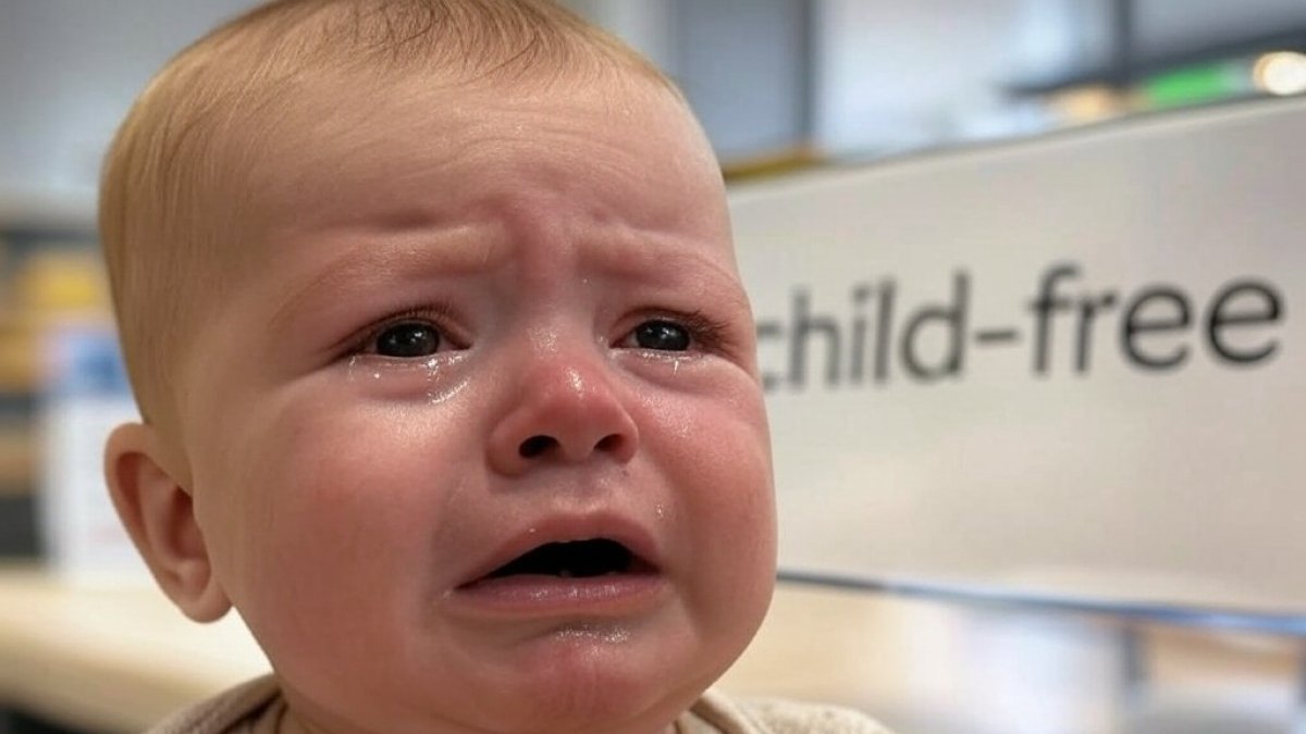 Ilustración de IA. El berrinche influye para hacer zonas 'child-free'.