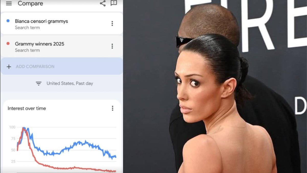 Kanye West y Bianca Censori en los Grammy.