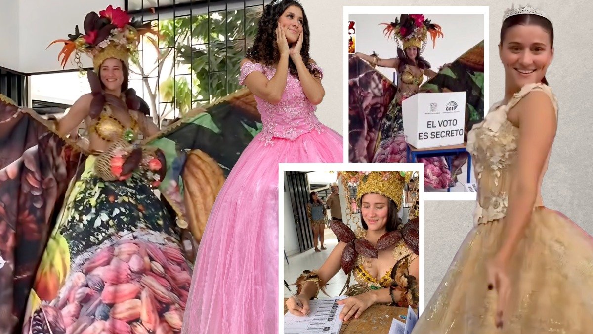 Elba González suele vestirse de forma extravagante para acudir a sufragar.