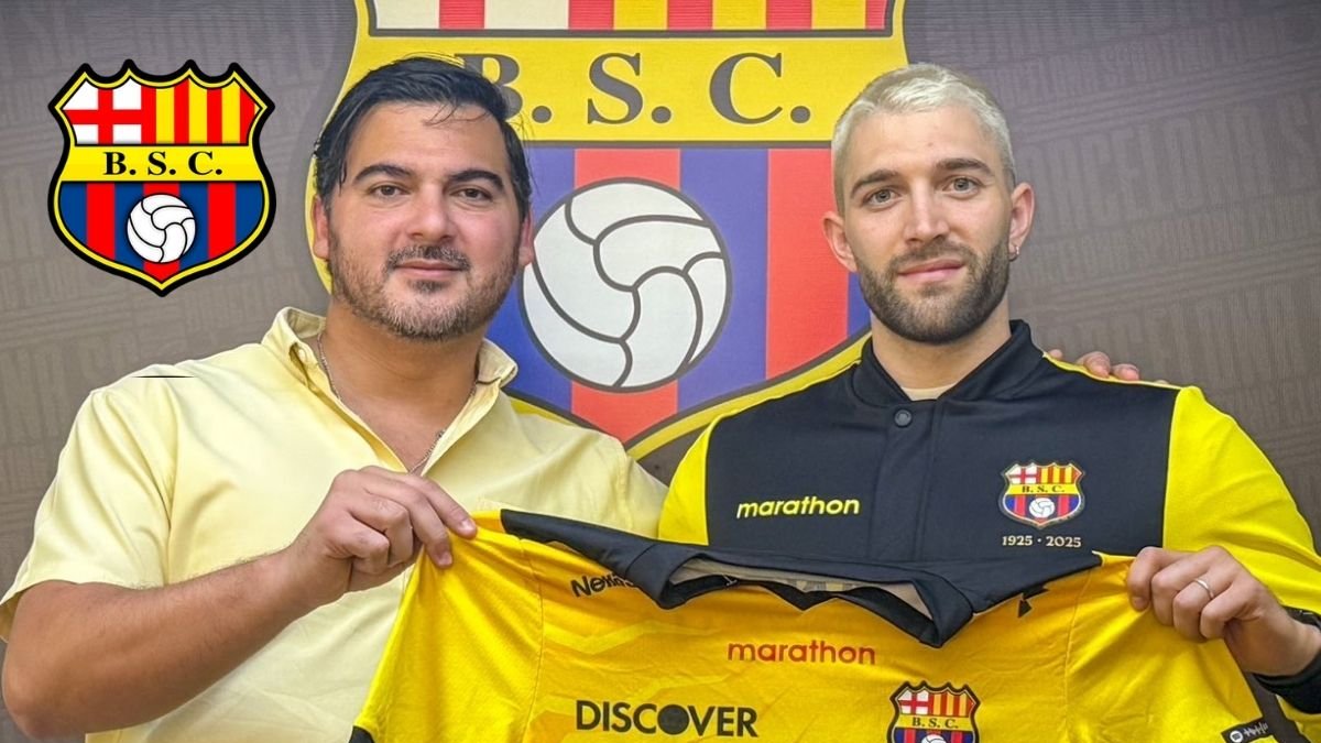 Antonio Álvarez presidente junto a Ignacio de Arruabarrena nuevo arquero del Barcelona SC.