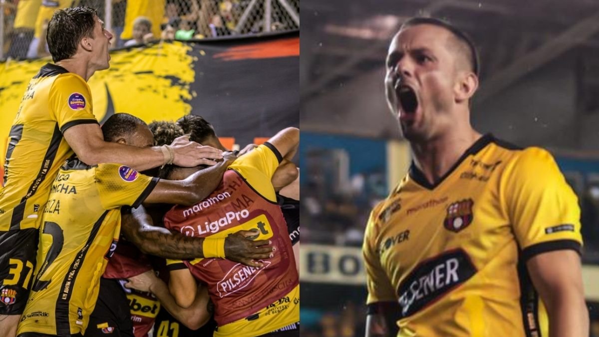 Octavio Rivero y su primer doblete en Barcelona SC 2025.