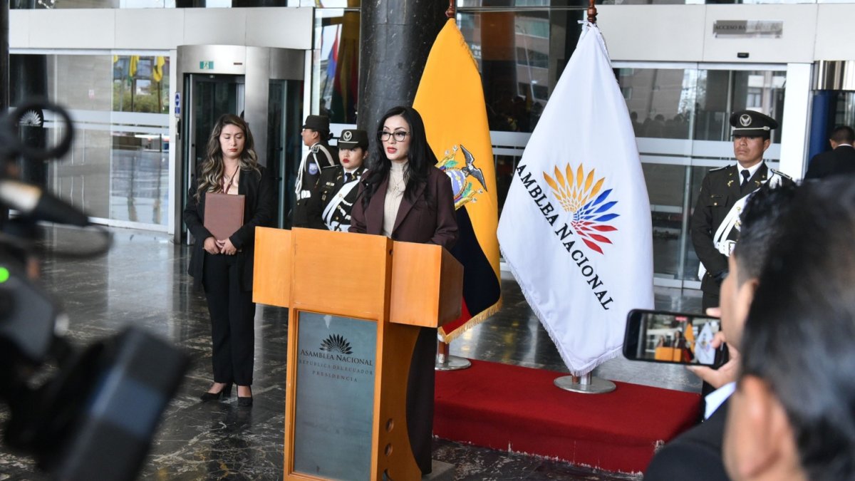 La presidenta de la Asamblea Viviana Veloz se pronunció este 18 de febrero de 2025.