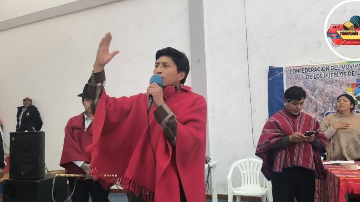 Fernando Guamán, presidente del Movimiento Indígena de Chimborazo, dijo que su organización no apoyará a la candidata del correísmo, Luisa González.