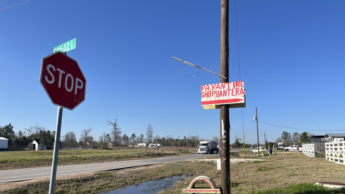 una carretera vacía en la localidad de Colony Ridge, al noreste de Houston, Texas (EE.UU.).